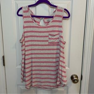 Market & Spruce Pink and Gray Striped Tee 1X